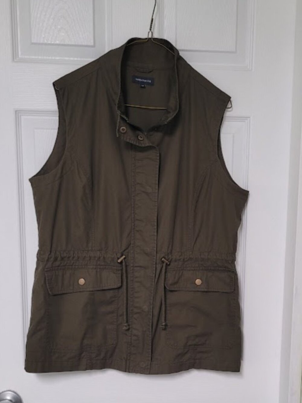 Warehouse One- Lightweight Cotton Vest w/pockets-Brown-100% Cotton–Zip & Snaps